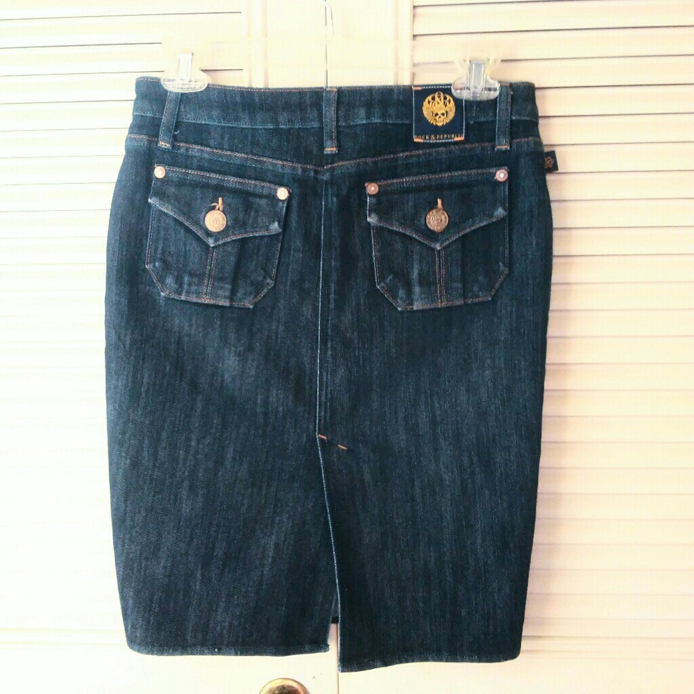 Rock & Republic | Dark Denim Midi Skirt w/Pockets